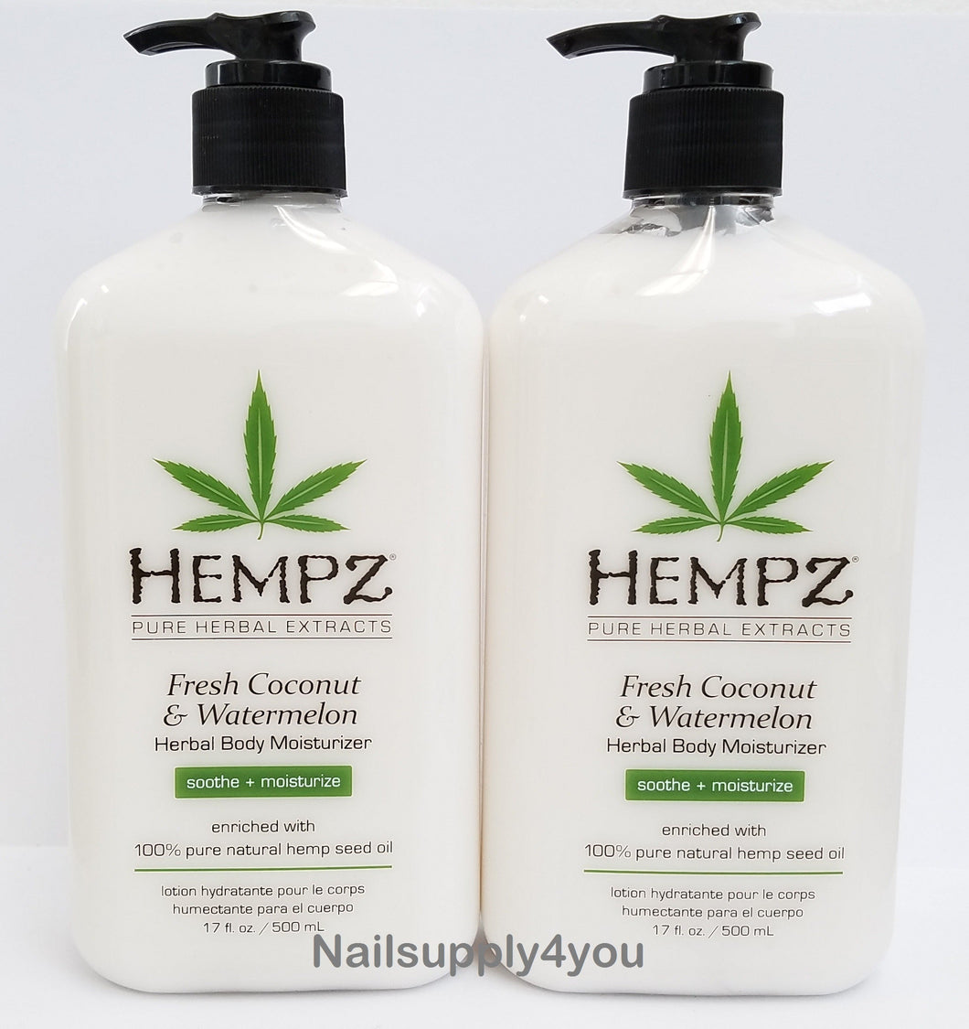 Hempz Fresh Coconut & Watermelon Herbal Body Moisturizer - 17 fl. oz (Pack of 2)