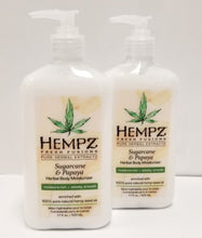 Load image into Gallery viewer, Hempz Fresh Fusions Sugarcane &amp; Papaya Herbal Body Moisturizer -17oz (Pack of 2)