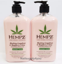 Load image into Gallery viewer, Hempz Blushing Grapefruit &amp; Raspberry Creme Herbal Body Moisturizer - 17 fl. oz (Pack of 2)