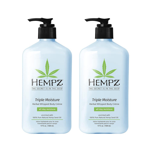 Hempz Triple Moisture Herbal Whipped Body Crème Lotion Moisturizer, 17 Fl Oz (Pack of 2)