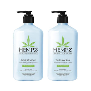 Hempz Triple Moisture Herbal Whipped Body Crème Lotion Moisturizer, 17 Fl Oz (Pack of 2)