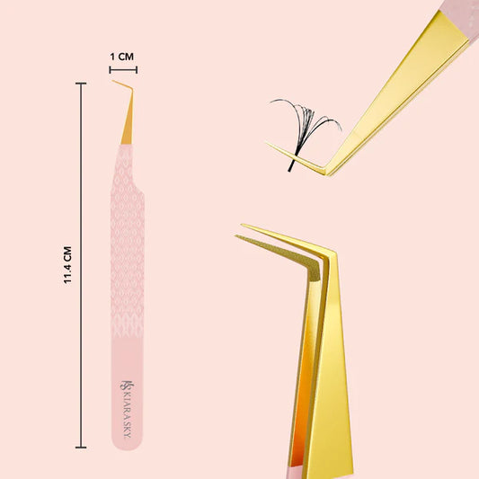 Kiara Sky Lash 90° Angle Fiber Grip Eyelash Tweezer LT09