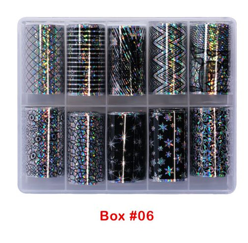 DND nail art Foil Mutiful black patterns 10 roll #6