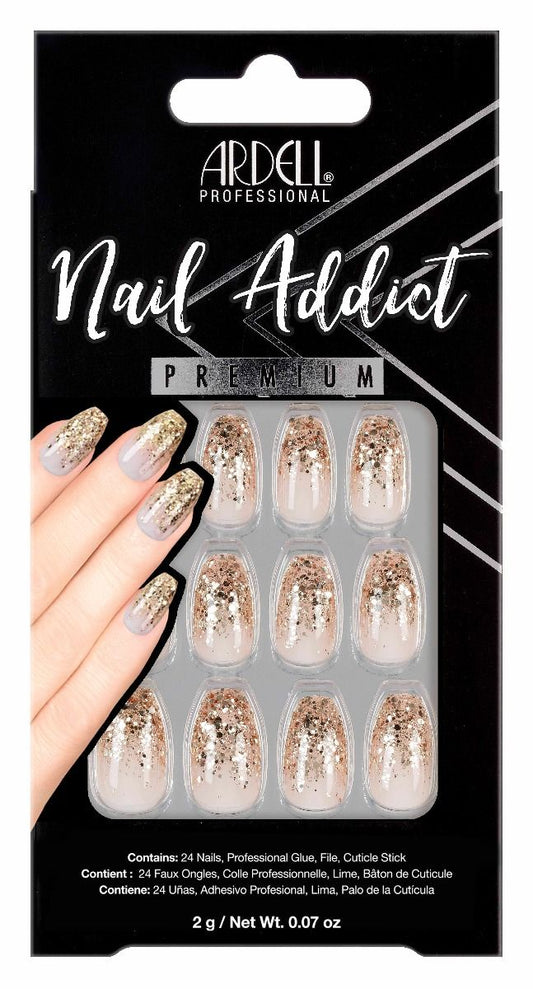 Ardell Press-on Nails Premium Nail Addict Dripping in Gold #54608