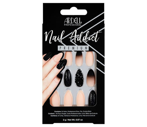 Ardell Press-on Nails Premium Nail Addict Black Stud & Pink Ombre #75886