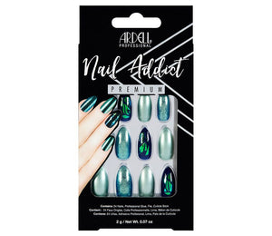 Ardell Press-on Nails Premium Nail Addict Green Glitter Chrome #75887