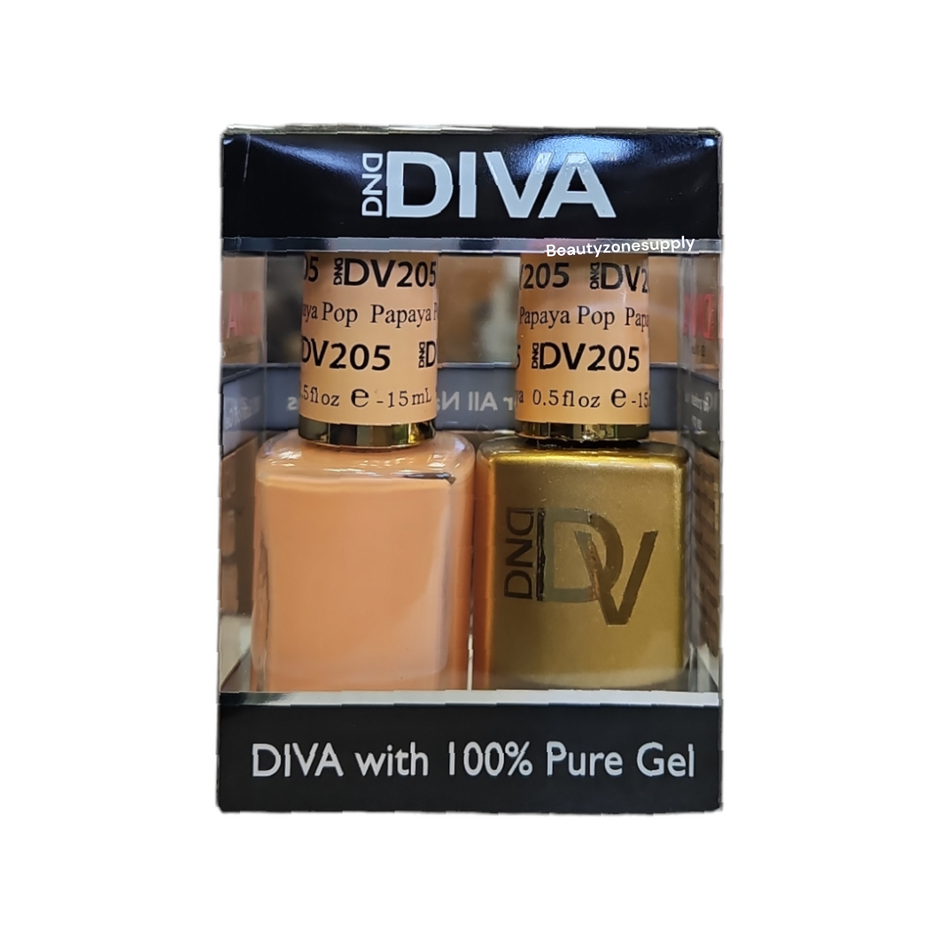 DND Diva Duo Gel & Lacquer 205  Papaya Pop