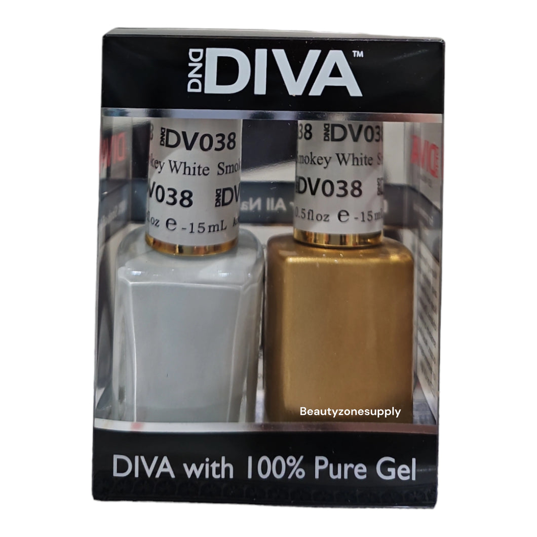 DND Diva Duo Gel & Lacquer 038 Smokey White