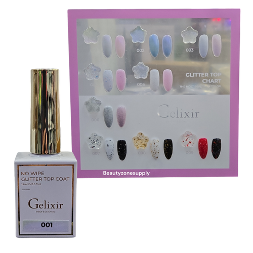 Gelixir Glitter Top Coat No-wipe 15 mL / 0.5 oz #001