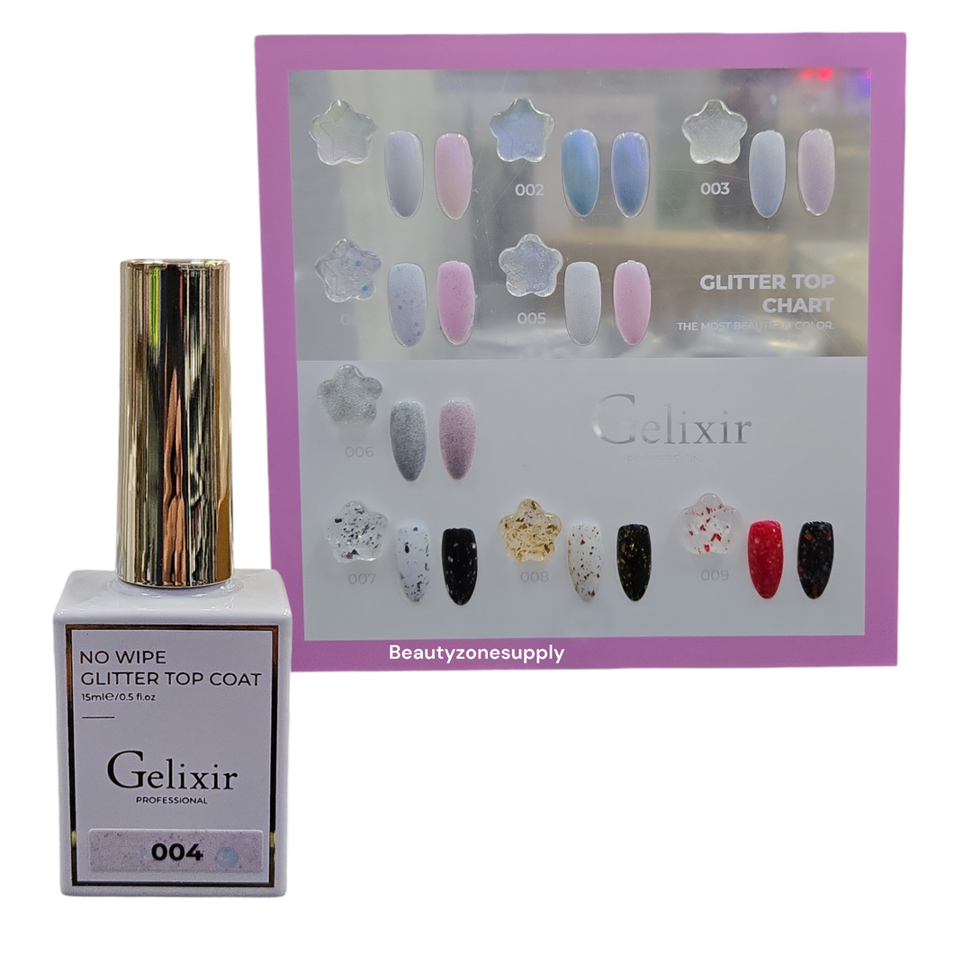 Gelixir Glitter Top Coat No-wipe 15 mL  0.5 oz #004