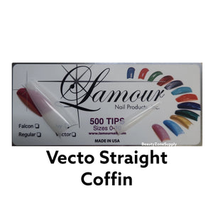 Lamour Vector Straight Coffin Natural Tip Box 500 tips/box