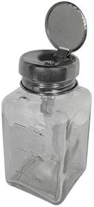 Empty Bottle 6 oz Glass Pump Dispenser with Metal Lip # DL-C334