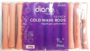 Diane 5/16" Cold Wave Rods Curlers Hair Perm 12-pieces - Pink - Long #DCW6