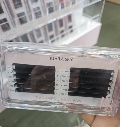 Kiara Sky Lash Extensions Cashmere Easy Fan Thickness 0.03 Curl CC Length 15mm CECC315