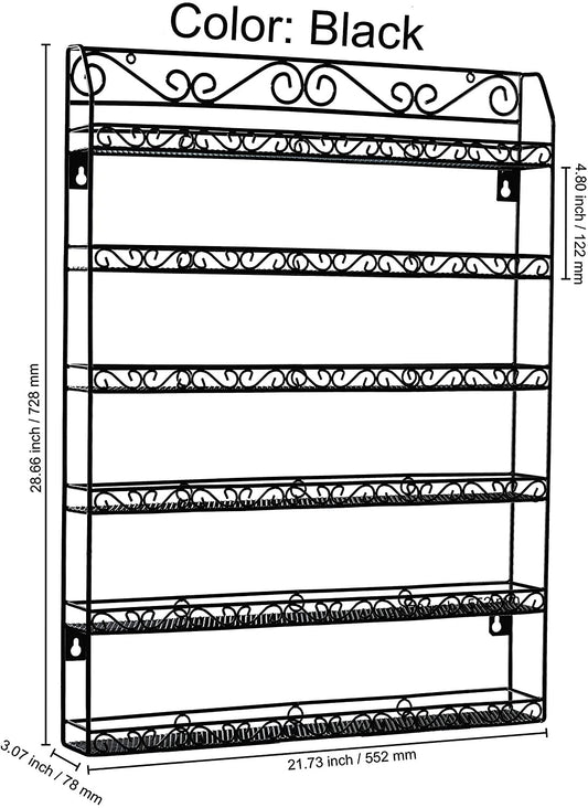 MWR-180B Wall Rack Metal 180 bottle or Jar Black-Beauty Zone Nail Supply