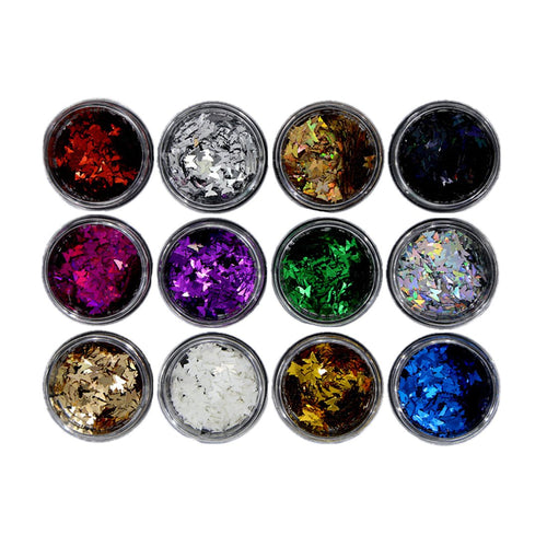 Nail Flakes Paillette 3d Glitter Nail Art Sequins 12 Box 12 colors/set-Beauty Zone Nail Supply