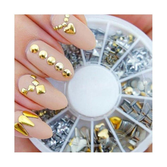 120 pcs Women Golden Silver Metal Nail Art Sticker Decor Tips -