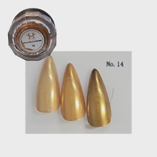 Hang New Chrome Effects Powder Holo Gold Jar #14