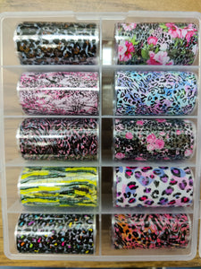 10pcs Nail Foil Set Mix Designs Adhesive Wraps Transfer Paper Nail Art-Beauty Zone Nail Supply