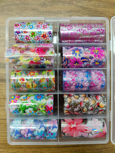 10pcs Nail Foil Set Mix Designs Adhesive Wraps Transfer Paper Nail Art-Beauty Zone Nail Supply