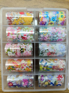 10pcs Nail Foil Set Mix Designs Adhesive Wraps Transfer Paper Nail Art-Beauty Zone Nail Supply