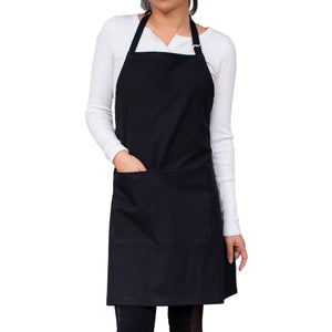 Bib Apron Adjustable with 2 Pockets Black