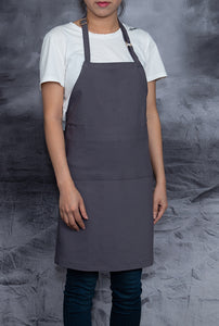 Bib Apron Adjustable with 2 Pockets Gray