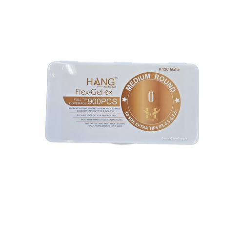 Hang Gel x Tips Round Medium 900 ct / 12 Size # Matte